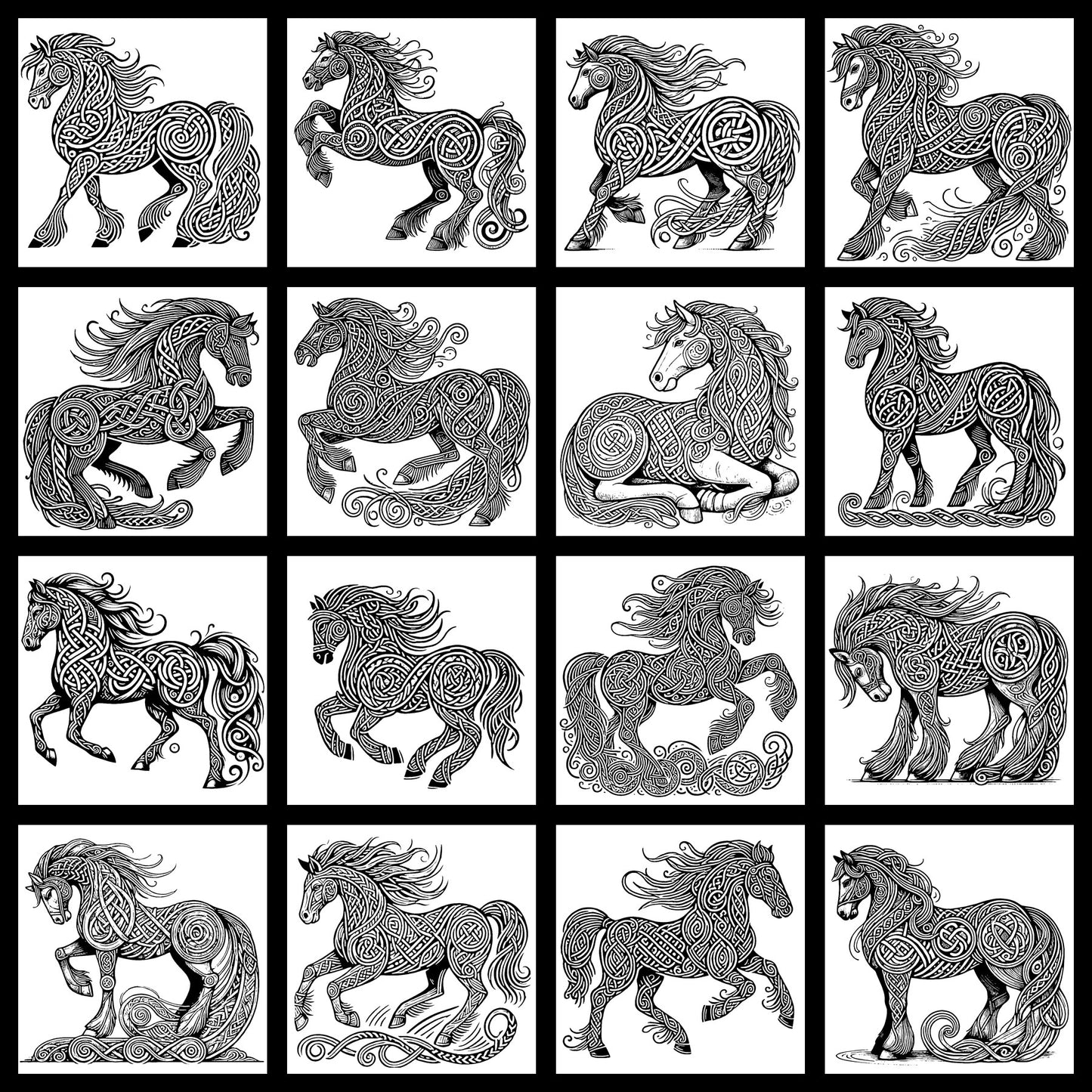 16 Viking / Norse art style inspired horses