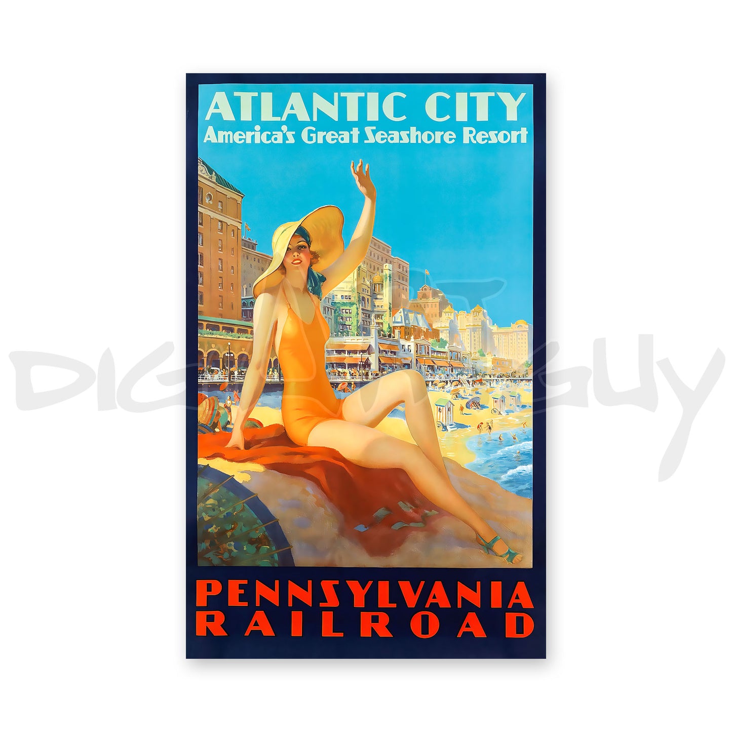 Atlantic City - Pennsylvania Railroad Travel Poster by Edward M. Eggleston, 1935