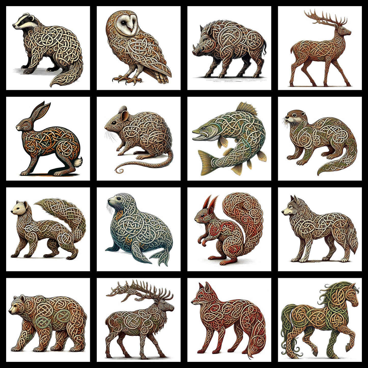 16 Celtic Knot inspired Animal Illustrations