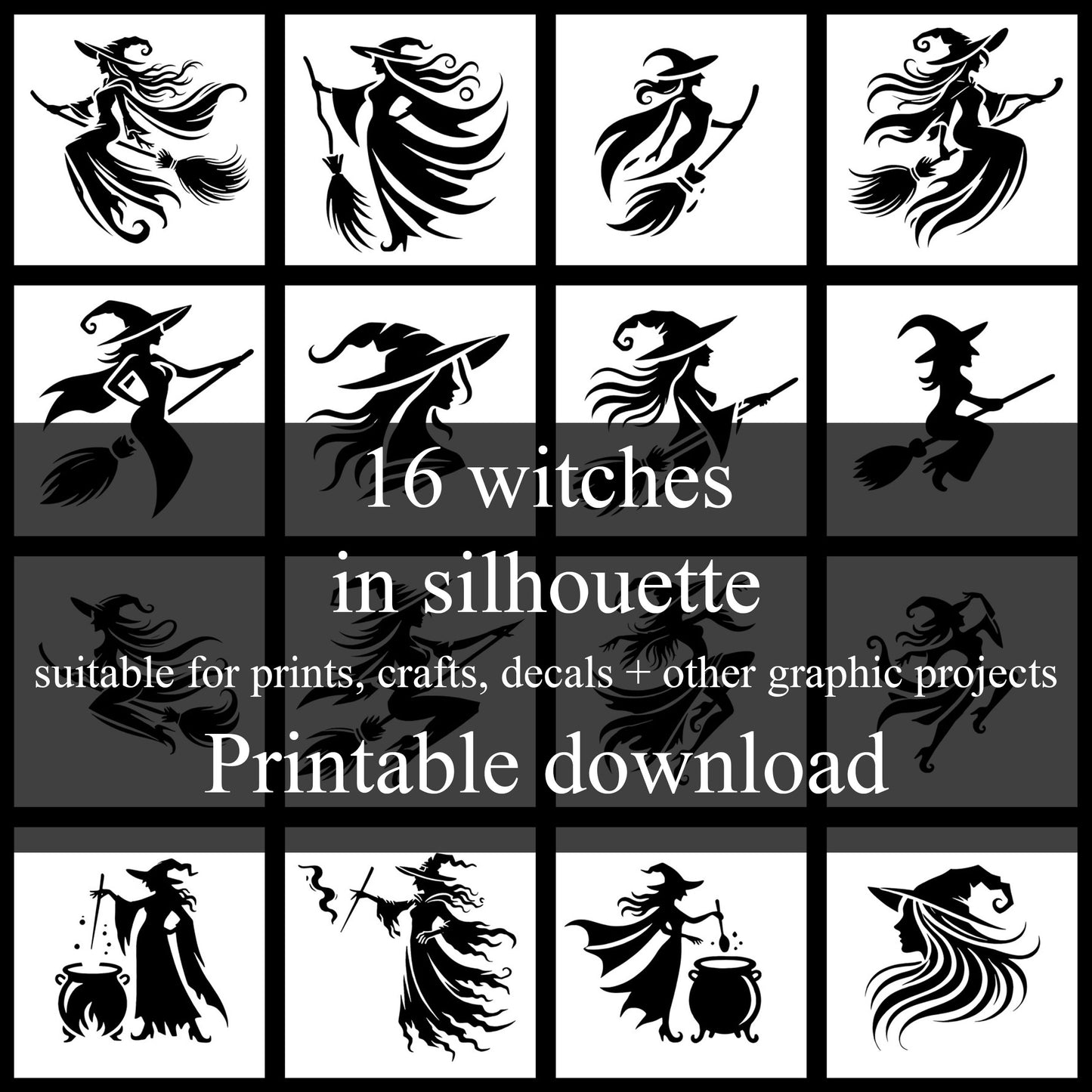 16 Witches in silhouette
