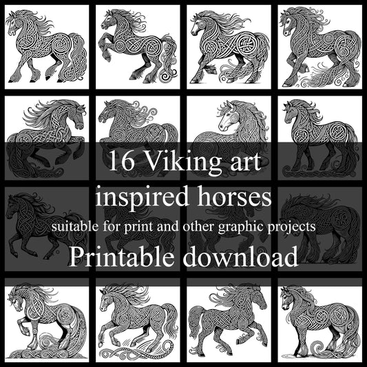 16 Viking / Norse art style inspired horses