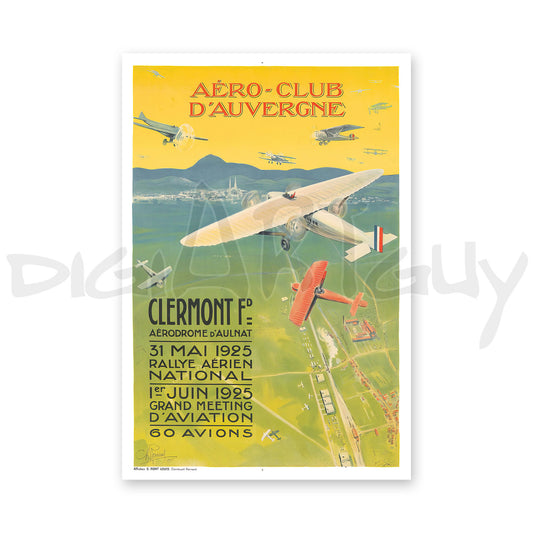 Aero-Club dAuvergne by Charles Roussel - 1925, Aviation history poster