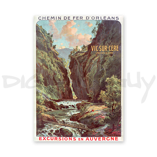 Chemin de Fer d'Orléans - Vic-sur-Cère - 1910 French Travel Poster