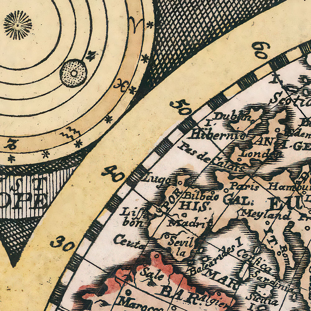 Early 18th Century Globus Terrestris World Map - Digital Download