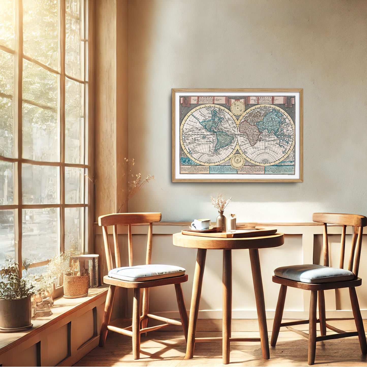Early 18th Century Globus Terrestris World Map - Digital Download