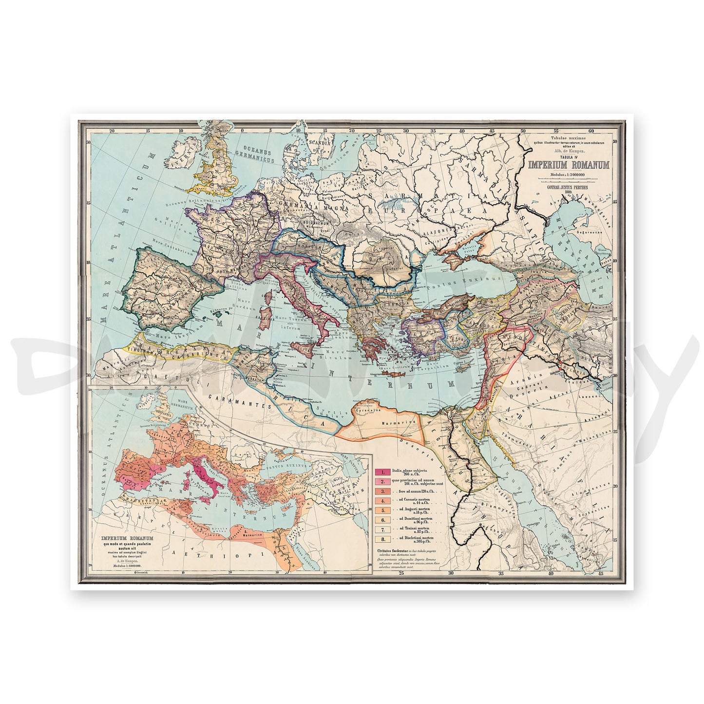 Restored Antique Map of the Roman Empire (Imperium Romanum) - Historical 1889 Digital Download