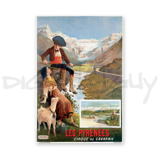 Les Pyrenees, Cirque de Gavarnie - Travel poster by Hugo d'Alesi