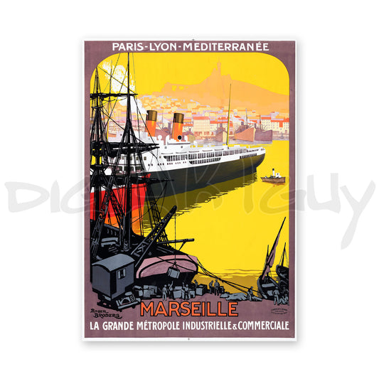 Vintage 1920s Marseille Travel Poster - La Grande Métropole Industrielle & Commerciale