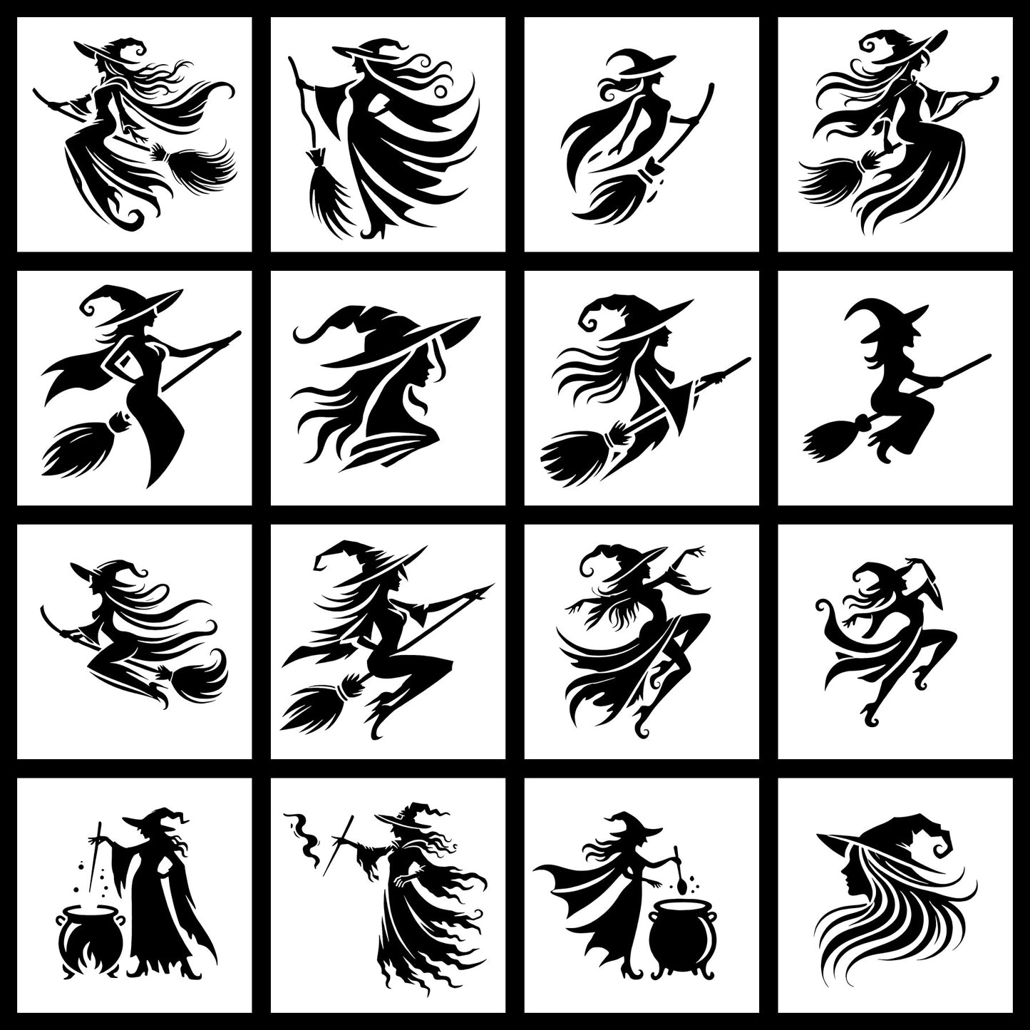 16 Witches in silhouette